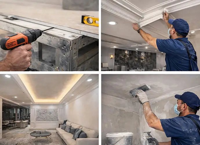 Gypsum ceiling services offered in Sharjah for villas apartments and commercial interiors