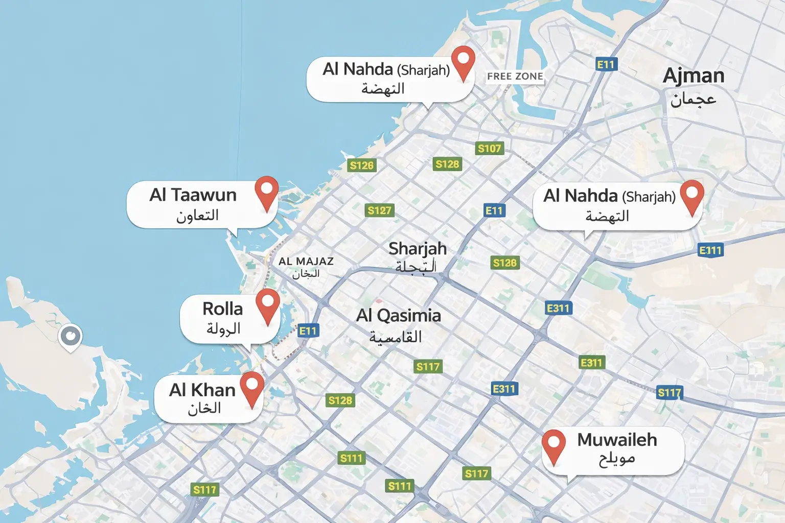 Handyman in Sharjah Service Area Map